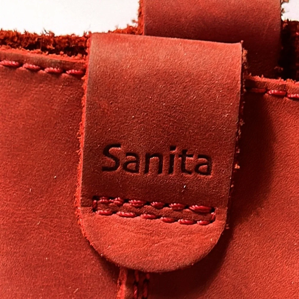 SANITA Red Suede. Clogs. Wood Heeled. 38/7.5 - Picture 9 of 12